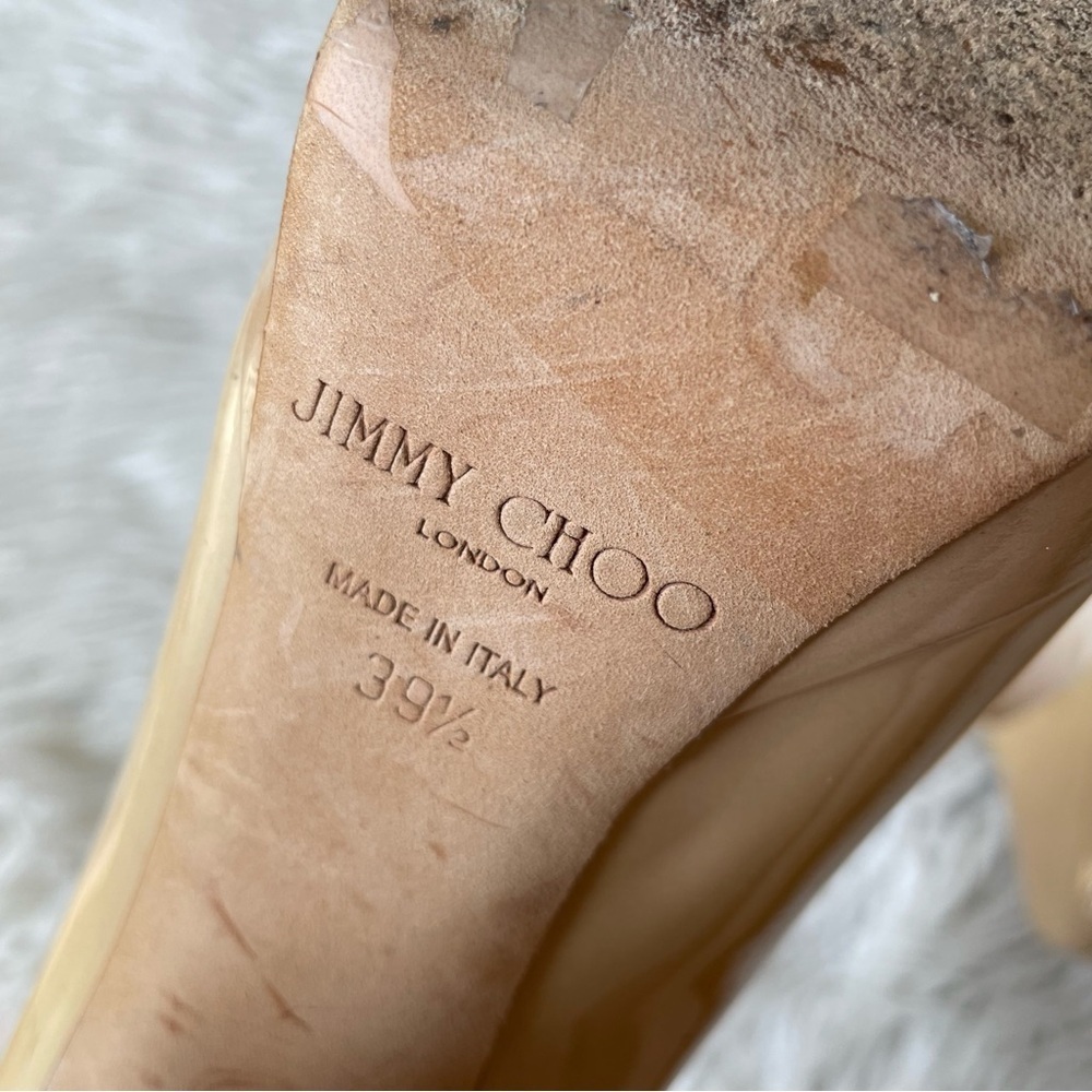 Jimmy Choo Cosmic Nude Beige Patent Leather Platform High Heel Pumps Size 39.5 - Picture 6 of 9